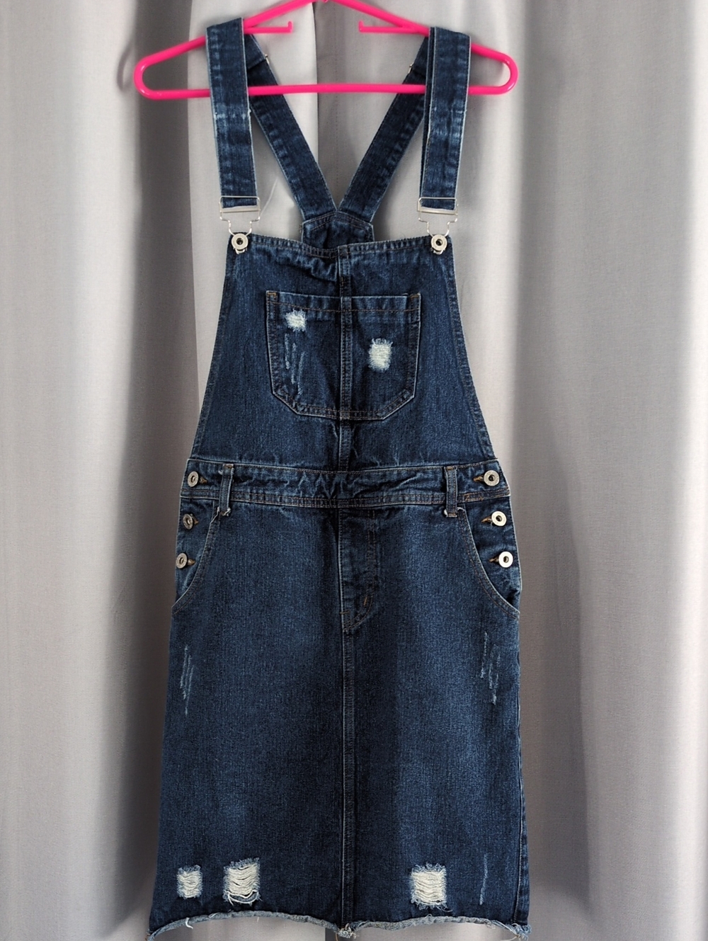 Dark Indigo Denim Overall Skirt - Women's Jean Pinafore
